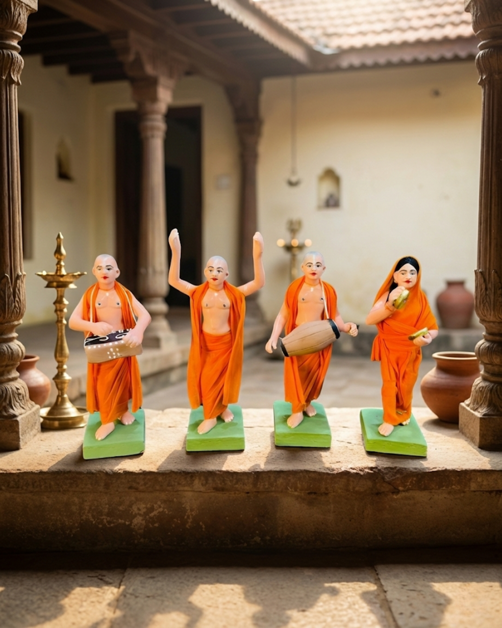 Joyful Vaishnabs of ISKCON – Devotional Human Figurine Set (Set of 4)