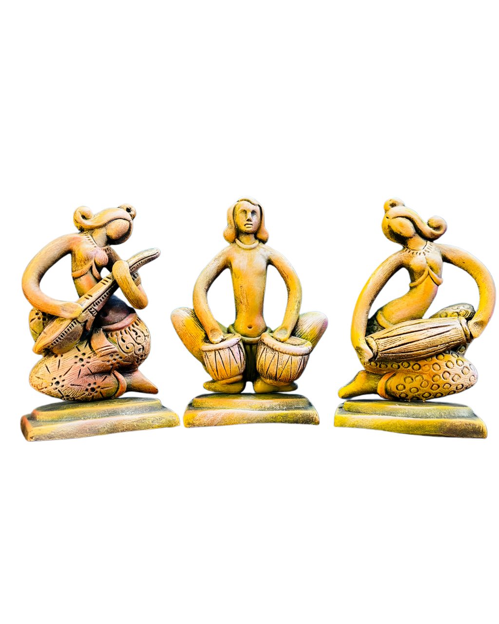 Saukin Terracotta Musician Figurine Set | Handcrafted Folk Art Décor (Set of 3)
