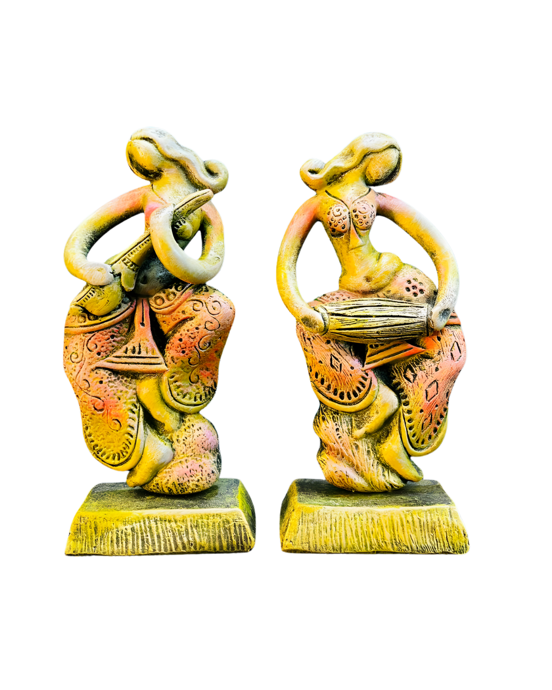 Saukin Twin Grace – Abstract Ajanta Musician Figurine
Handcrafted Terracotta Folk Art Décor | Set of 2