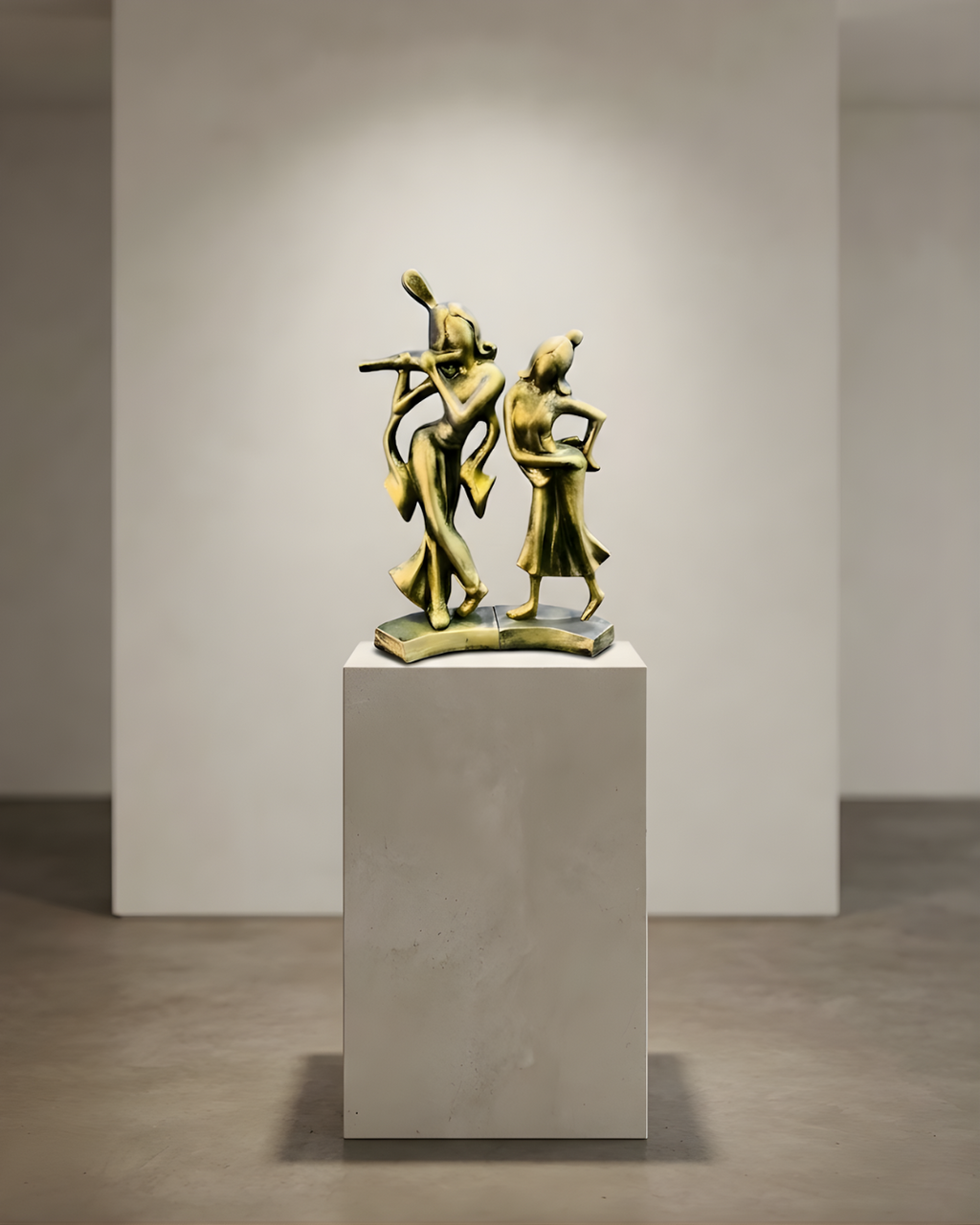 Radha Krishna Abstract Terracotta Idol – Symbol of Eternal Love & Divine Harmony (11 Inch) | by Saukin