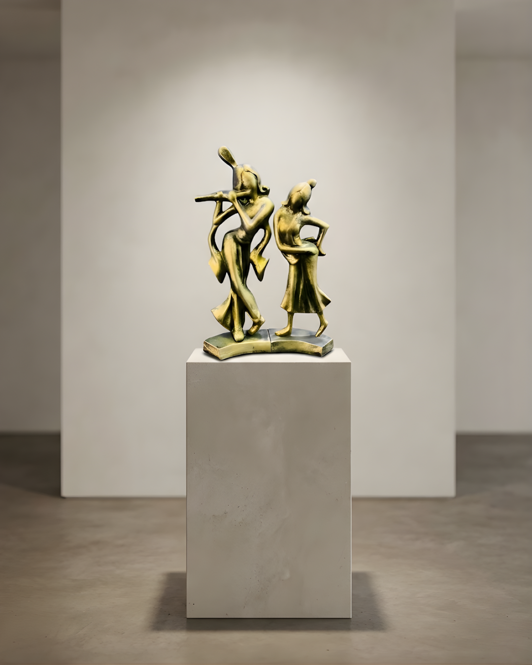 Radha Krishna Abstract Terracotta Idol – Symbol of Eternal Love & Divine Harmony (11 Inch) | by Saukin