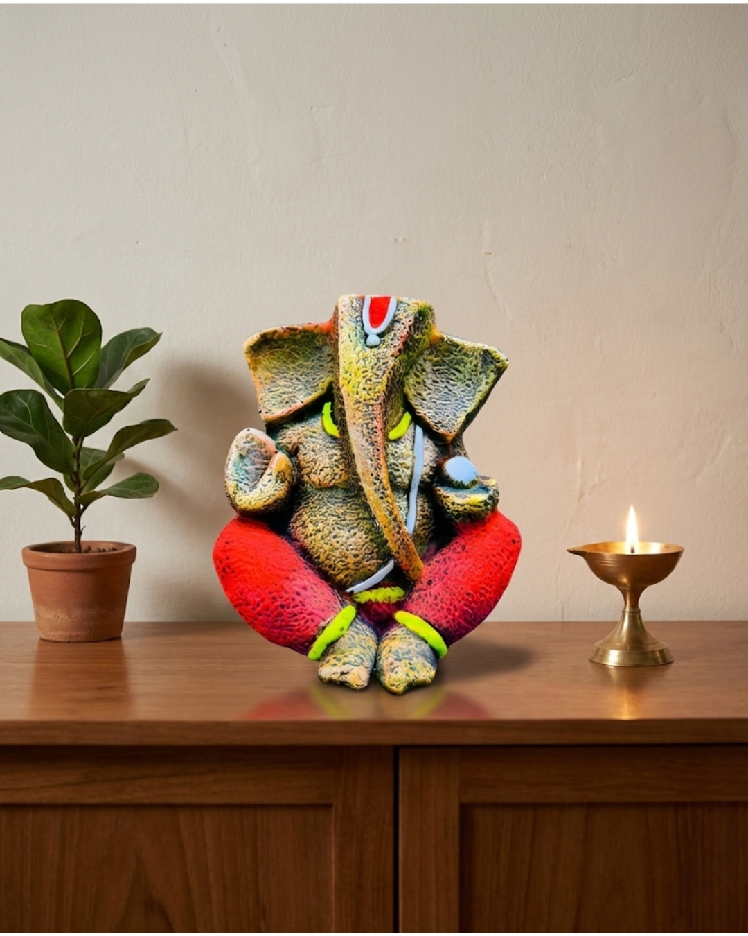 Saukin Handcrafted Terracotta Ganesha Idol (5.5 Inch) | Modern Spiritual Home Décor