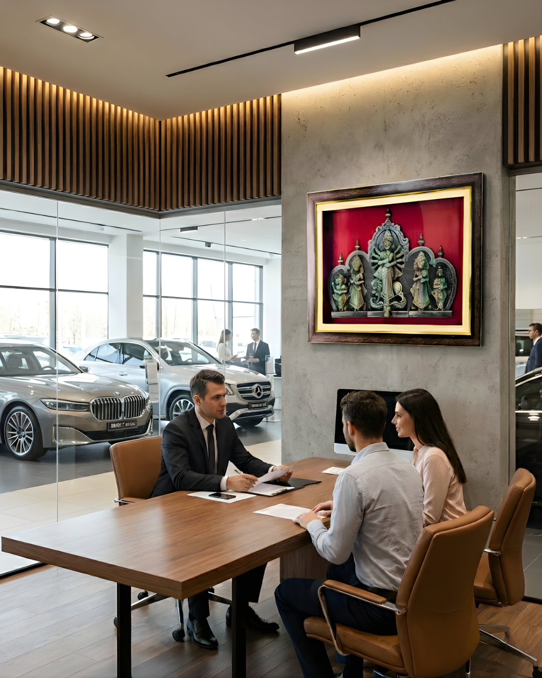 Divine Clay Durga Serenity Frame – Handcrafted Prosperity & Protection Wall Art