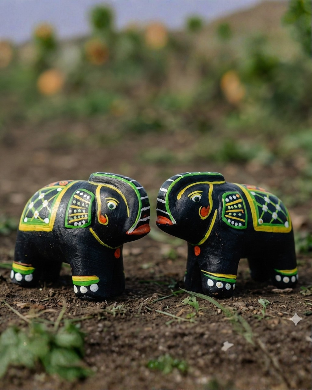 Handcrafted Terracotta Elephant Pair – Traditional Indian Folk Art Showpiece