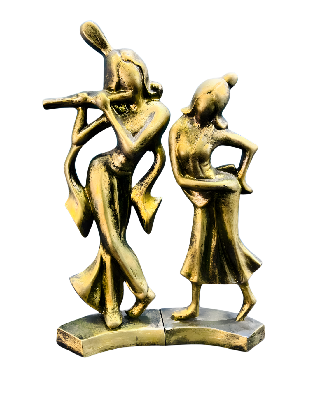 Radha Krishna Abstract Terracotta Idol – Symbol of Eternal Love & Divine Harmony (11 Inch) | by Saukin