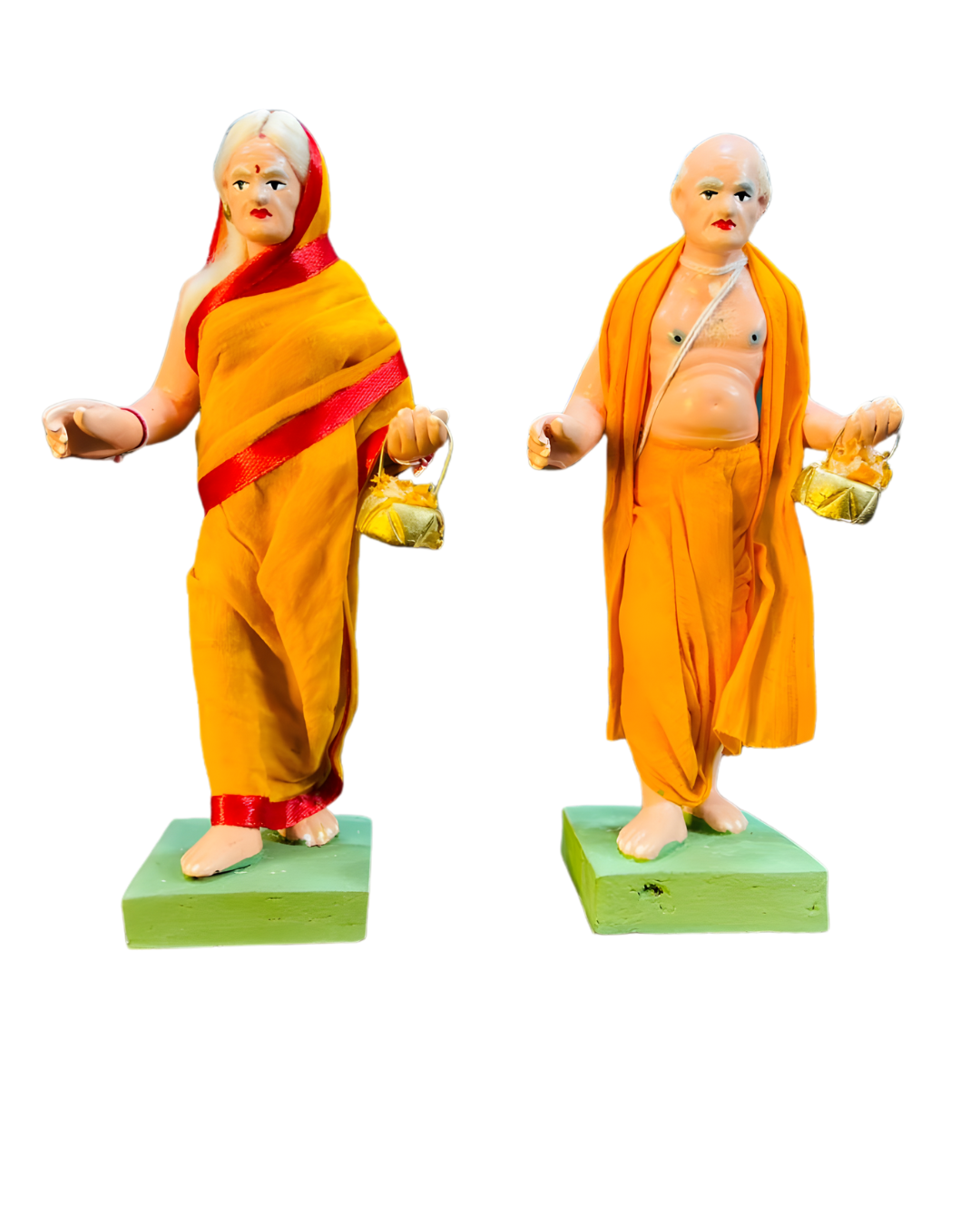 Saukin Village Priest & Family – Handcrafted Clay Human Figurine Set (Set of 2)