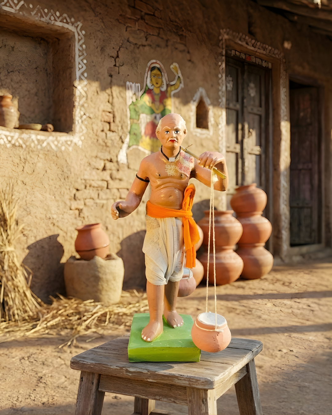 Village Curd Seller Terracotta Figurine